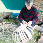 Owen Jones making an oak swill at Hatfield Living Crafts fair 2017